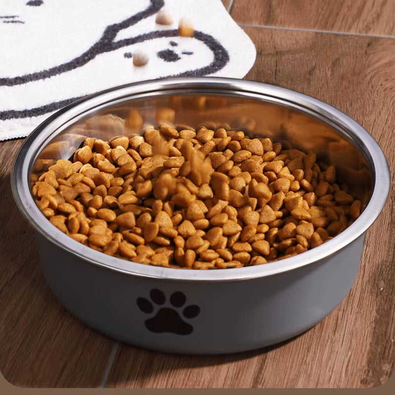 Dog Water Bowl with Non-Slip Rubber Base and Small Cats and Dogs Drinking Water Feeding Pet Bowl Stainless Steel Pet Food Bowl