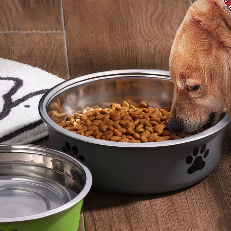 Dog Water Bowl with Non-Slip Rubber Base and Small Cats and Dogs Drinking Water Feeding Pet Bowl Stainless Steel Pet Food Bowl