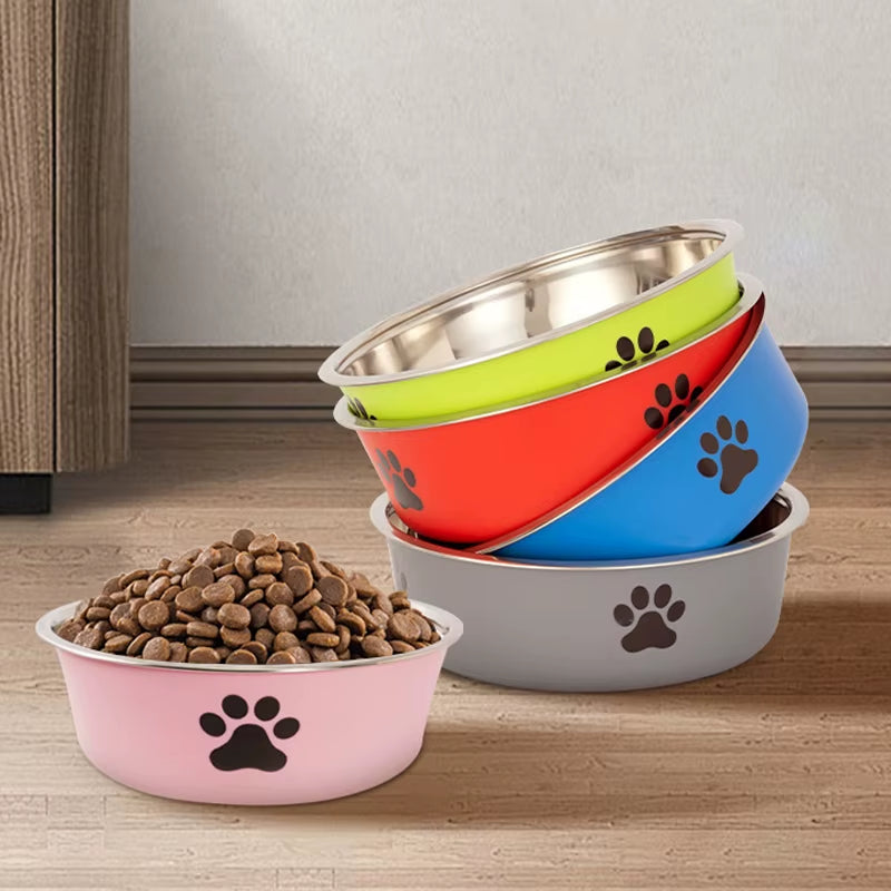 Dog Water Bowl with Non-Slip Rubber Base and Small Cats and Dogs Drinking Water Feeding Pet Bowl Stainless Steel Pet Food Bowl