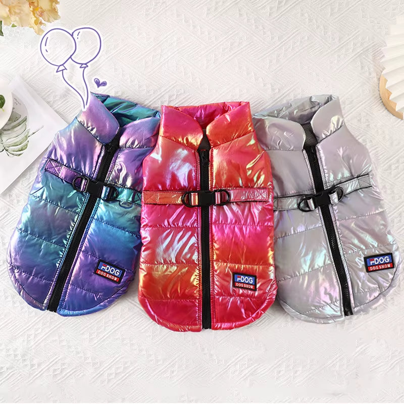 Hot Autumn and Winter Pet Clothing Waterproof Reflective Gradual Color Vest plus Velvet Warm Dog Cat Clothing Pet Supplies