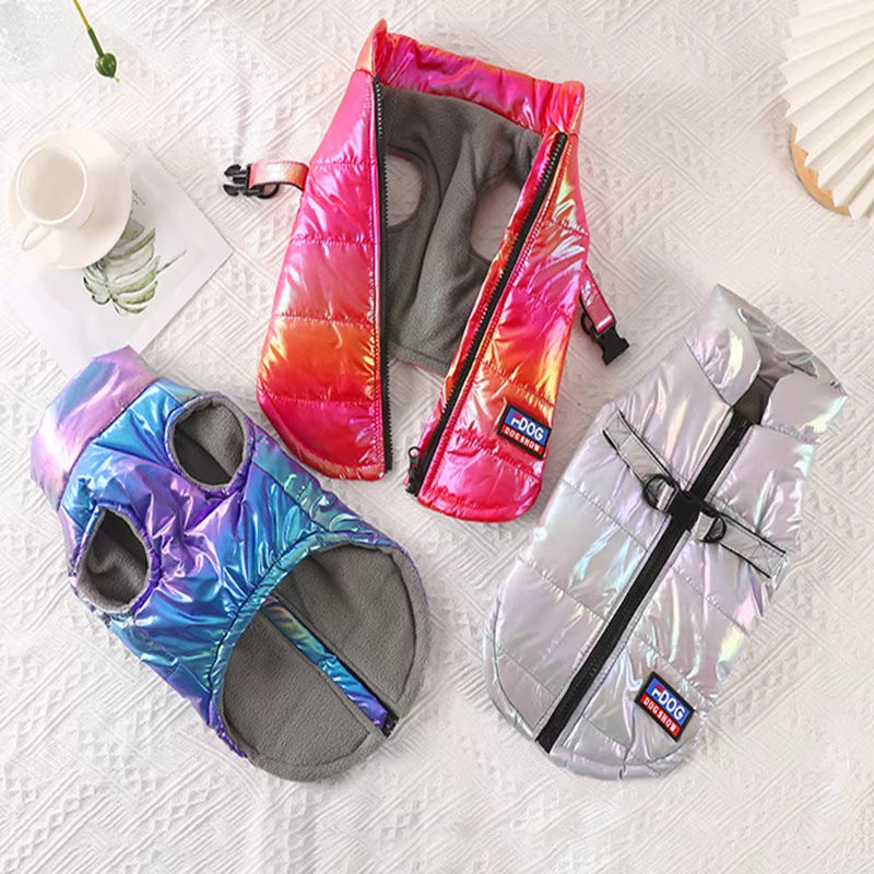 Hot Autumn and Winter Pet Clothing Waterproof Reflective Gradual Color Vest plus Velvet Warm Dog Cat Clothing Pet Supplies